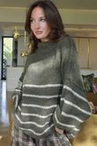 Big Softie Stripe Funnel Grunge Knit Khaki